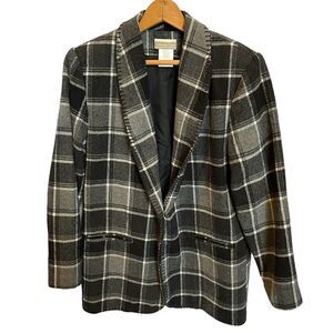 Coldwater Creek Women's Blazer Small Black and Gray Plaid